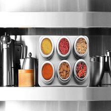 6 Piece Set Pro Chef Kitchen Tools Stainless Steel Magnetic Spice Rack