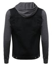 Black Denim Jacket with Detachable Hood For Men - BDJ-01