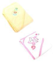 Pack of 2  Gerber Super Soft and Absorbent Hooded Bath Towel for Kids (80% Cotton 20% Polyester) 30x30 Inch  Multicolour