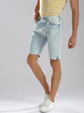 Ice Blue Denim Shorts For Men