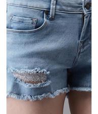 Activewear - Women's Ripped Washed Blue Denim Shorts. AA-14