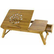 Bamboo Wooden Laptop Desk Serving with Drawer, 1 x Large Cooling Fan (Large Size)