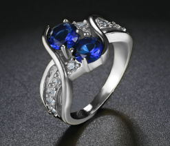 Double Blue Zircon Ring