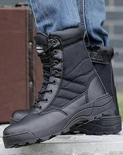 Black Leather Trekking Army Delta Boots - Shoes for Men