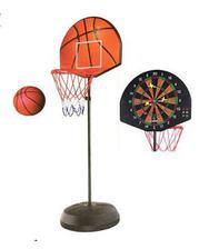 Basketball Board Net & Stand With Dart Targets - Red & Black