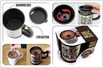 Battery Operated Automatic Self Stirring Coffee/Tea Mug Stainless Steel Out Side and Good Quality Plastic Inside