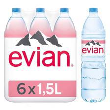 PACK OF 6 : EVIAN NATURAL MINERAL WATER 1.5LTR