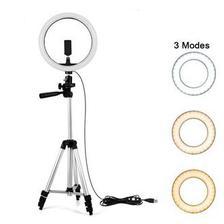 Photography Led Tiktok Ring Light 26cm Metal Frame Dimmable With 3.5 Ft Tripod Stand