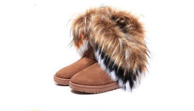 Women's fashion winter boots  fox fer ladies cotton shoes(Size 40)
