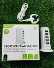 5 Ports Mobile Charger - Best Multiport USB Charger Station- Multiport Fast Mobile Battery Charger - Supports all Android Phones - 5 Port USB Hub