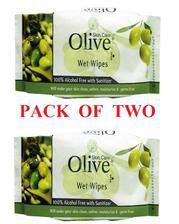 PACK OF TWO - 80 Olive Skin Care Wet Baby Wipes in each Pack (two pices)