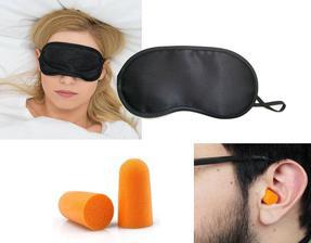 Sleeping Nap Eye Mask with Soft Ear Sponge Form EarPlugs Ear Protectors Travel Kit - Pack of 2