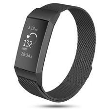 Fitbit Charge 3 Strap Milanese Loop Stainless Steel Magnetic Watch Band- Black