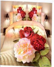 3D White Rose 3 Piece King Double Bed Sheet Set