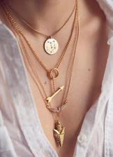 Fashion jewelry simple gold necklace multilayer long necklaces for women best gift