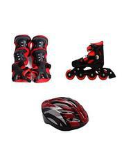 Pack of 3 Inline Skates With Helmet & Safety Protection