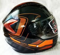 TECH Motorcycle Helmet - Black- Shine- Large