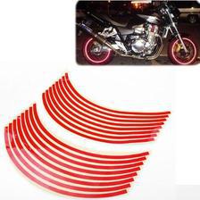 17-18   Wheel Rim Stripe Reflective Decal Tape Sticker For Car Motorcycle Cycling Bike Bicycle (Red)