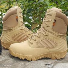 Beige Suede Army Boots for Men