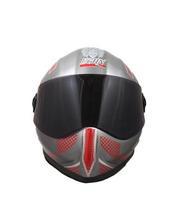 Ghari Helmet - Silver with Red Graphics - Black Visor