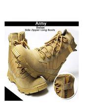 Army Zipper Long Boots for Men - Brown