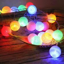20 Cotton Balls Led String Lights Battery Dia 6Cm Garland Cotton Ball Light Chain Christmas Lights