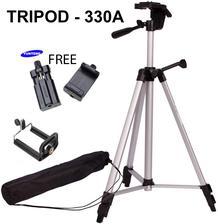 Tripod 330A  Big For Mobile Digital Camera and DSLR 4.5 FT Height - Silver 1 Free Premium Quality Mobile holder