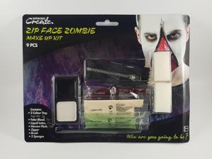 Halloween - Zippper face zombie makeup kit 9 Pcs Horror Mask Application Halloween Party Costume Kit