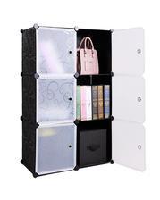 Wardrobe for kids with hanging-6 cube-PVC plastic Made-wardrobes 6 DIY PVC fold Portable Storage Cabinet Dormitory Steel frame assembly lockers Student wardrobe