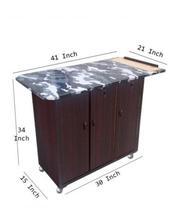41  Three Door Lamination Iron Stand D5  (Cabinet Storage Drawer cupboard Iron board iron table wood wooden Furniture)- Brown