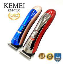 Kemei KM - 7055 Professional Rechargeable Hair Clipper Trimmer Shaver - Red - Blue - AA581-1