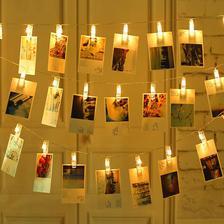 LED Photo Clip String Lights, Wedding Party Decorative Lights, Hanging Fairy Lights, 20 Photo Clips with USB & Battery Powered, Warm White