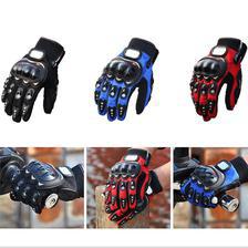 Pair of Probiker Leather Motorcycle Gloves - Black