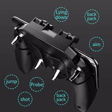 AK66 Mobile Game Controller Trigger Six Finger All-in-one Joystick Gamepad for PUBG - Black