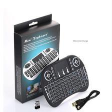 Mini Keyboard With Touchpad Mouse & Backlit Wireless Air Mouse - Black Multimedia Keys