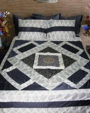 Patch work and Embroidered King size bed sheet set