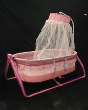 S&S Baby Bed With Swing S1 In Metal Frame Pink