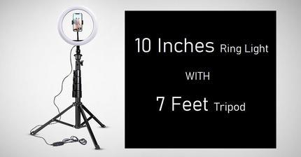 Ring Light 10 Inches with Tripod Stand 7 Feet & Phone Holder.