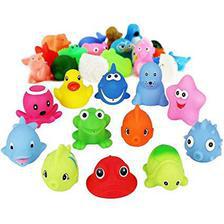 Soft Rubber Bath Toys Set (Pack Of 11) With Whistle For Kids