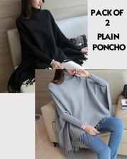 Pack Of 2 Plain Fleeze Poncho Grey N Black
