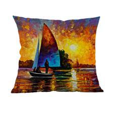 Geometry Cushion Painting Linen Sofa Cover Throw Decor Pillow Case