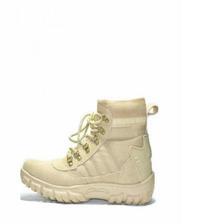 Beige Leather Army Boots For Men