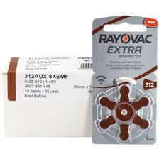 New 60 pcs/10card Rayovac Extra 1.45V Performance Hearing Aid Batteries. Zinc Air 312/A312/PR41 Battery for CIC Hearing aids