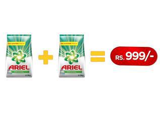 Ariel Original Detergent Washing Powder 2.3Kg + 2.3Kg  Rs. 999