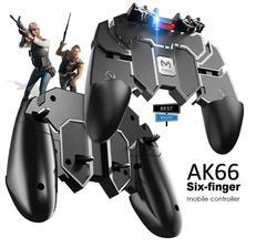 AK66 Mobile Game Controller Trigger Six Finger All-in-one Joystick Gamepad for PUBG - Black