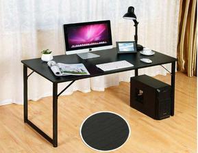 New Simple Wood & Metal Computer Desk Office Table Home Modern (Black)