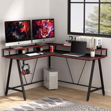 L-Shaped Desk with Shelf, Corner Computer Gaming Desk with Monitor Stand for Home Office and Gamer, Large PC Laptop Study Writing Table Workstation