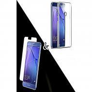 Huawei Honor 8 Lite 2 in 1 Jelly Back Cover with Tempered Glass Transparent