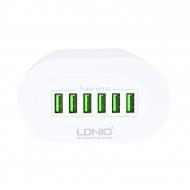 LDNIO 6 USB 7A Compatiable Charger A6702 White & Green