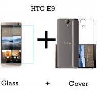 Tempered Glass Protector + Jelly Cover For Htc E9 Plus Transparent
